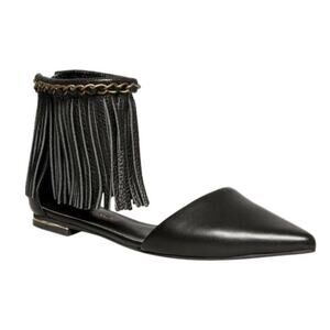 Rebecca Minkoff Women's Black Fringe Flats Size 6.5M Casual Shoes